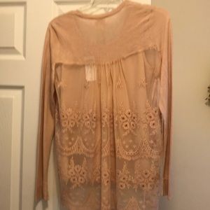 Light pink/peach top and matching sweater